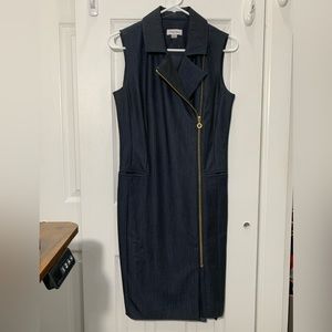 Calvin Klein front zipper dress with multiple collar/ lapel options and pockets!